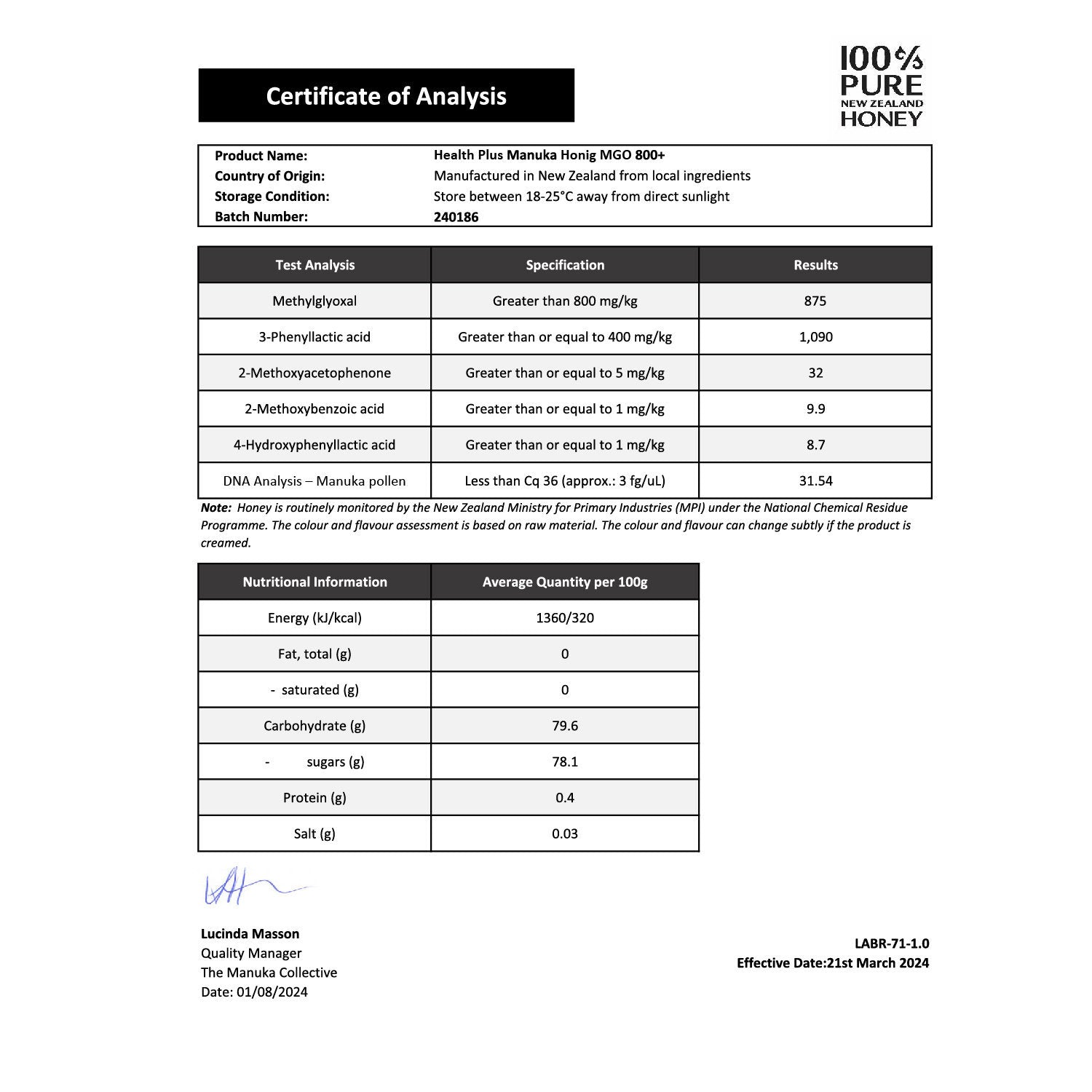 zec-health-manuka-honig-250g-mgo-800-aus-neuseeland image 3