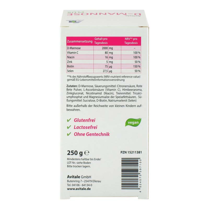avitale-d-mannose-plus-pulver-himbeere-2000-mg-blase-2 image 2
