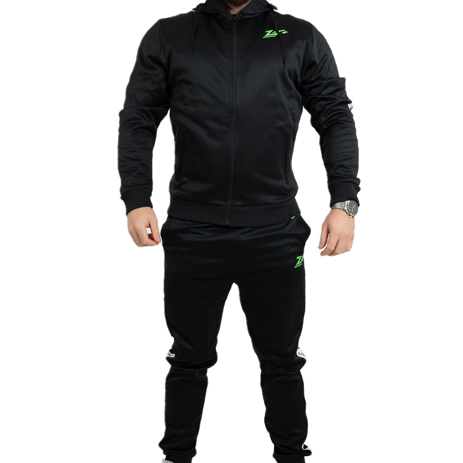 zec-vibes-anzug-black-trainingsanzug-jacke-hose-polyester image 1