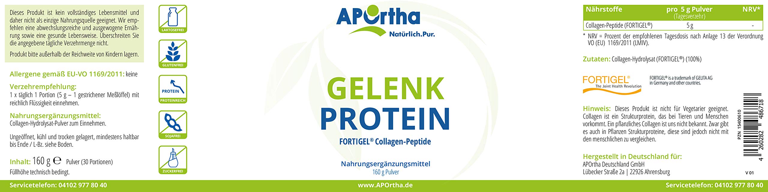 aportha-fortigel-gelenk-protein-kollagenpulver-160-g image 2