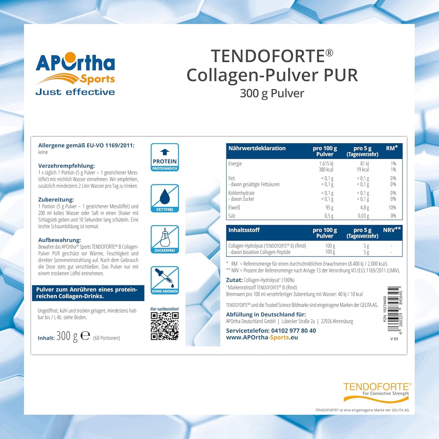 aportha-sports-tendoforte-collagen-pulver-pur-300-g-sehnen image 6